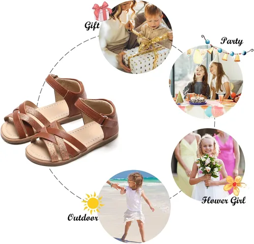 Vista 5 de Felix & Flora Sandalias para niña Zapatos de vestir de verano para niña, ligeros, puntera abierta, playa, vacaciones