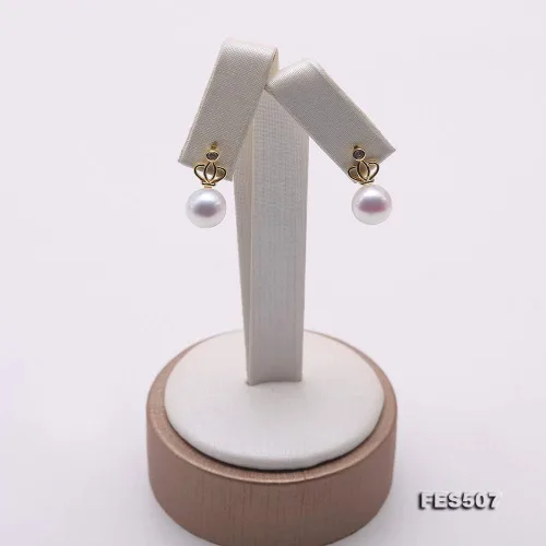 Vista 2 de JYX Pendientes de perlas de plata de ley con corona de 0295in redondos para mujer