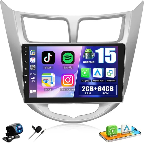 Vista 12 de 8 Core 6+128G para Hyundai Accent Verna Solaris 2010-2016 Android Car Stereo, 9" IPS Car Radio Wireless Carplay Android