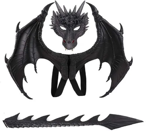 Vista 8 de Himine Alas de dragón Props Cosplay Wing con cola