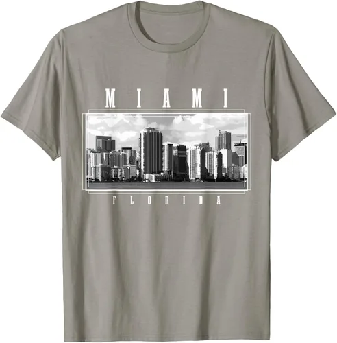 Vista 20 de Miami Skyline Florida Pride Vintage Miami Camiseta, Negro
