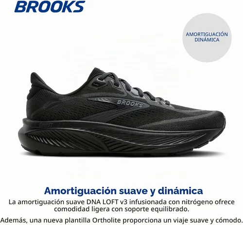 Vista 2 de Brooks Tenis de correr Ghost 18 para mujer Negro/Negro/Ébano