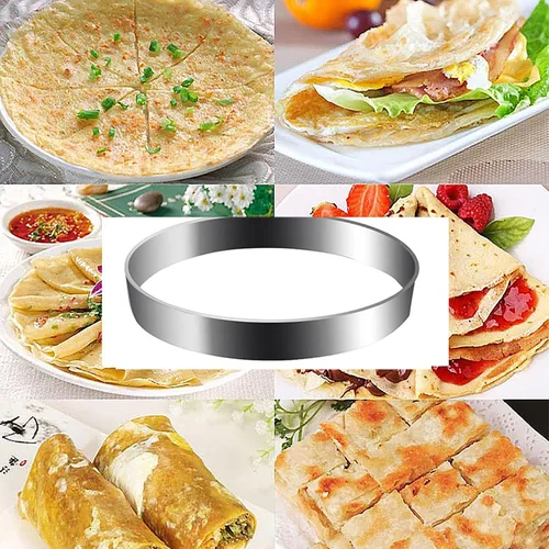 Vista 4 de Anillo de tortilla de acero inoxidable – 2 anillos de cocina antiadherentes de 8 pies para panqueques, tortillas, sándwich (tamaño grande)
