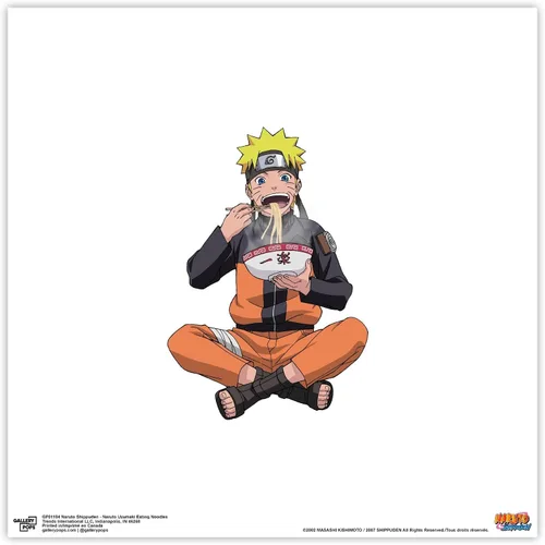 Vista 10 de Gallery Pops Naruto Shippuden - Arte de pared de Naruto Uzumaki comiendo fideos, versión enmarcada negra, 12 x 12 pulgadas