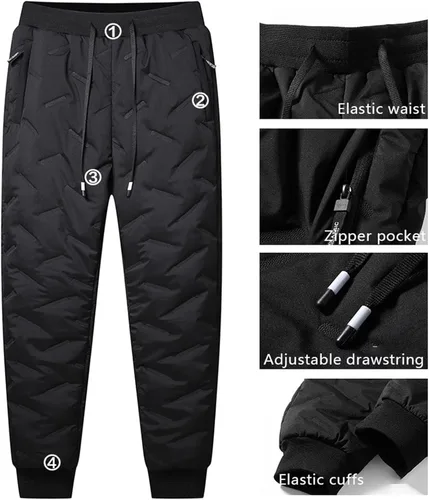 Vista 5 de YAMIELO Pantalones deportivos unisex de forro polar, leggings cálidos para invierno, pantalones con forro polar para mujeres y hombres, impermeables