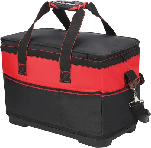 Vista 3 de Bolsa de herramientas de 17 pulgadas con correa de hombro ajustable, bolsas de herramientas de boca ancha, bolsa organizadora de herramientas