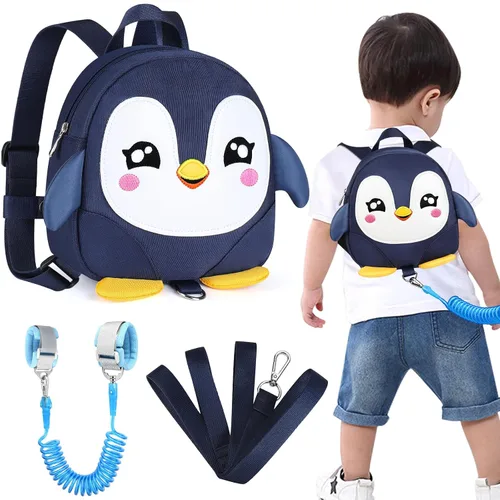 Vista 23 de Accmor Mochila con arnés para niños pequeños con correa, lindas mochilas con dinosaurios con enlace antipérdida en la muñeca, lindas pulseras