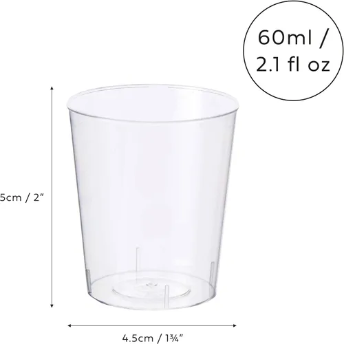 Vista 4 de MATANA 500 vasos de plástico transparente desechables de 2 onzas, vasos de chupito de plástico, mini vasos de muestra para degustación de vino