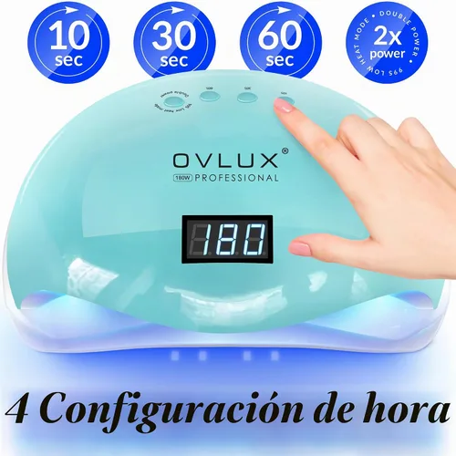 Vista 3 de OVLUX Lámpara de uñas LED UV de 180 W, secador de uñas rápido profesional para esmalte de gel con 57 LED, sensor automático, pantalla LCD, 4 ajustes