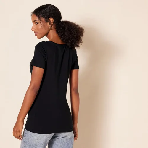 Vista 4 de Tienda Essentials - Camiseta de manga corta con cuello redondo y ajuste clásico para mujer, paquete múltiple