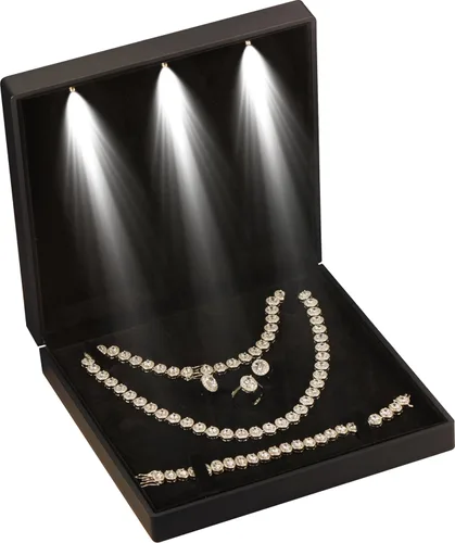 Vista 2 de LED negro extra grande collar colgante pendientes anillo pulsera conjunto