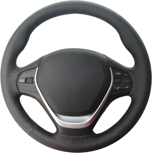 Vista 9 de MEWANT Envoltura de volante de ante negro cosida a mano para BMW 2Series F22 F23 F30 F34 F32 F33 F36 Cubierta de volante DIY