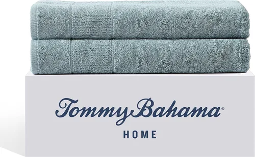 Vista 26 de Tommy Bahama - Toallas de baño, 100% algodón suave y absorbente, resistentes a la decoloración y a la decoloración, toallas de baño de peso medio