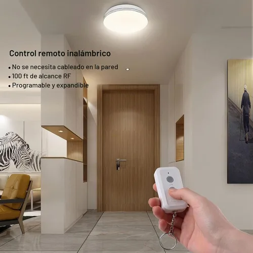 Vista 2 de DEWENWILS - Kit de interruptor inalámbrico de luz y receptor, sin necesidad de cableado en la pared, interruptor de control remoto para luminarias