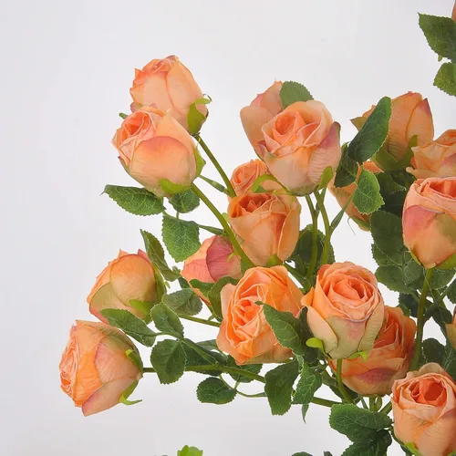 Vista 6 de 6 rosas artificiales secas de seda de tallo largo de 24 pulgadas con 5 flores para boda, ramo de novia, decoración del hogar, arreglo de centro
