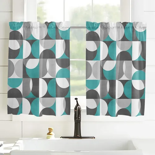 Vista 78 de Cortinas de cocina de Navidad, cenefa semitransparente ajustable con lazo, muñeco de nieve, copo de nieve, bolsillo para barra, tratamiento