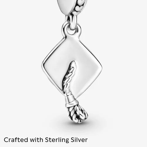 Vista 4 de PANDORA Dije colgante de gorra de graduación, compatible con PANDORA Moments, plata de ley, regalo para ella, joyería para mujer con caja de regalo