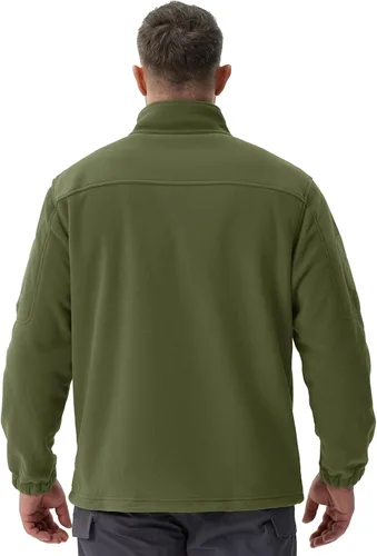 Vista 7 de TACVASEN - Chaqueta de forro polar para hombre, cremallera completa Verde militar
