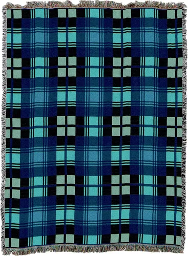 Vista 4 de Pure Country Weavers - Manta a cuadros Black Watch Tartan - Tapicería de regalo tejida con patrones, de algodón - Fabricada en Estados Unidos (72x54)