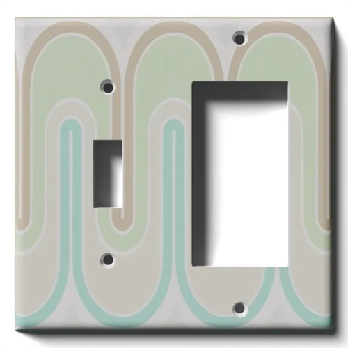Vista 12 de Placa decorativa de salida - Verde Retro Waves - Receptáculo doble dúplex