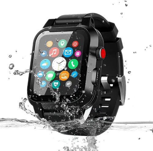 Vista 8 de Funda impermeable para Apple Watch de 1.614 in, 1.772 in, 1.732 in, 1.654 in, 1.575 in, 1.496 in, funda IP68 con correa y protector de pantalla