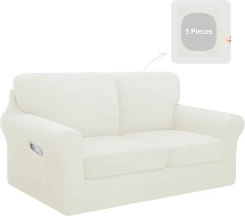 Vista 30 de Easy-Going - Funda elástica para sofá (7 piezas), tamaño XL, color negro Juego de funda de sofá lavable para 3 cojines de respaldo y asiento