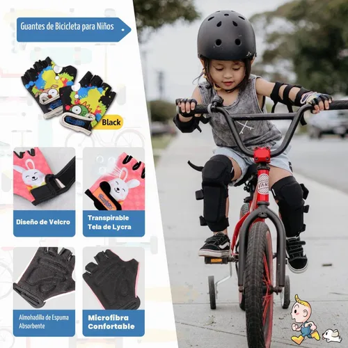 Vista 4 de Rodilleras y coderas para niños de estilo suave con guantes de bicicleta, equipo flexible resistente a los impactos para edades de 2 a 11 años