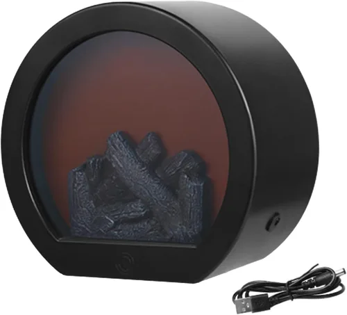 Vista 3 de Mini calentador de chimenea, linternas decorativas para chimenea, pequeña chimenea falsa, lámpara de fuego LED con efecto de llama, decoración