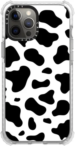 Vista 4 de CASETiFY Ultra Impact - Funda para iPhone 12 Pro Max (protección contra caídas de 9.8 pies), estampado de vaca, transparente