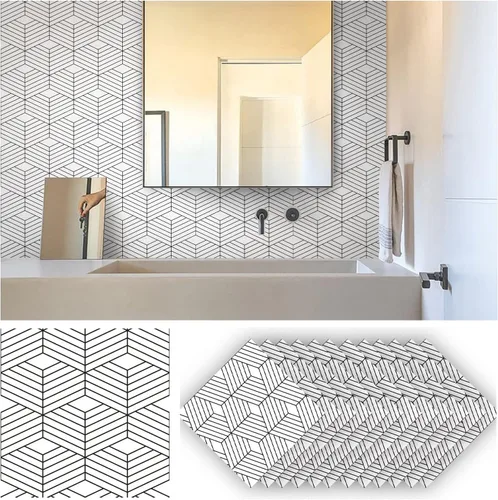Vista 5 de 12 calcomanías mate para azulejos de pared, despegar y pegar, autoadhesivas, calcomanías de vinilo para azulejos de pared, adhesivo de PVC