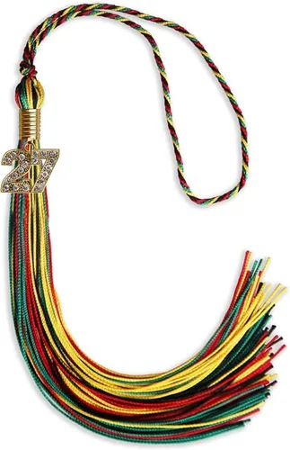 Vista 211 de Endea Graduation Borla de doble color con dije dorado (negro/oro brillante, 2022)