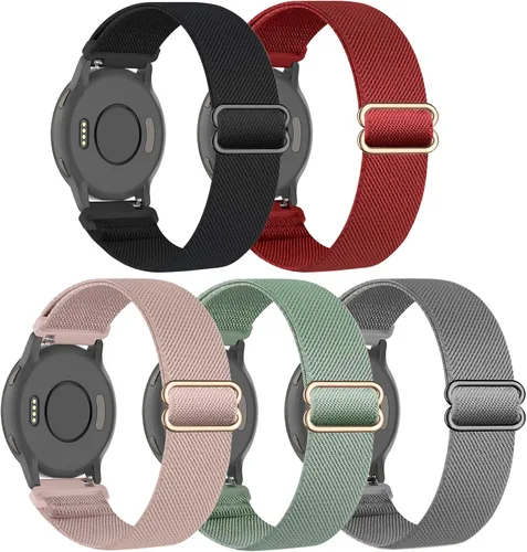 Vista 13 de Paquete de 5 correas elásticas de nailon de 0.866 pulgadas compatibles con Garmin Venu 3/2, Forerunner 265/255/Vivoactive 4, correa de repuesto