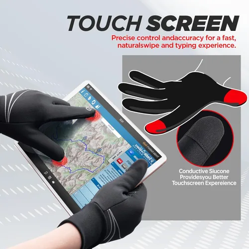 Vista 5 de Guantes térmicos para hombres y mujeres, guantes de invierno resistentes al viento antideslizantes para pantalla táctil, guantes de correr