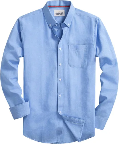 Vista 20 de Camisas Oxford de manga larga para hombre, ajustadas, ligeras, casuales, con botones y bolsillo
