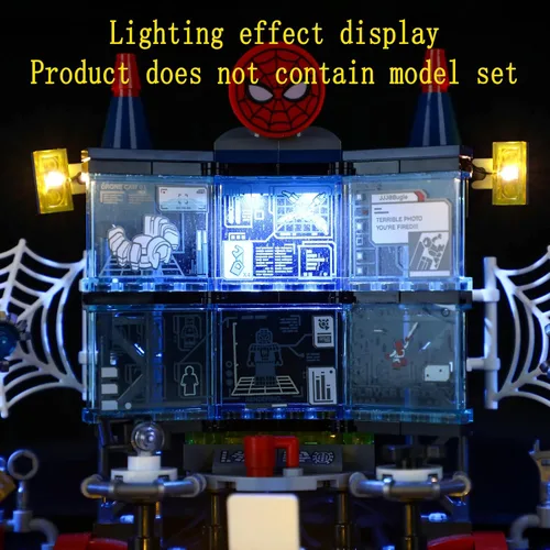Vista 5 de GEAMENT Kit de luces LED compatible con LEGO Attack on The Spider Lair, juego de iluminación para modelo de construcción Spider-Man 76175