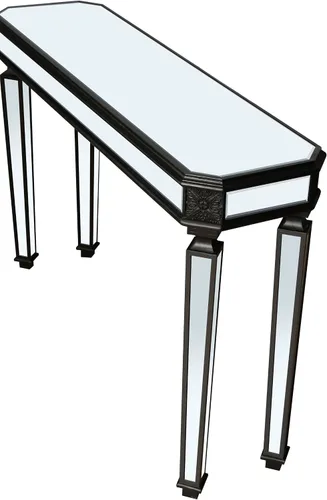 Vista 7 de Mesa de consola con espejo de 48 pulgadas, mesa de entrada moderna de plata glamorosa con borde tallado negro vintage con espejo de vidrio para sala