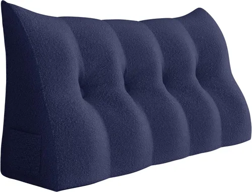Vista 32 de Almohada de cabecera totalmente rellena y engrosada tamaño Queen, cabecera acolchada suave y firme, soporte grande, cojín cilíndrico triangular Negro