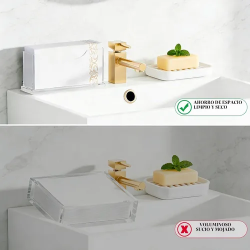 Vista 5 de Servilletero para toallas de invitados para baño, transparente, impermeable, vertical, desechable, servilletas, bandeja para toalla de mano, bandeja