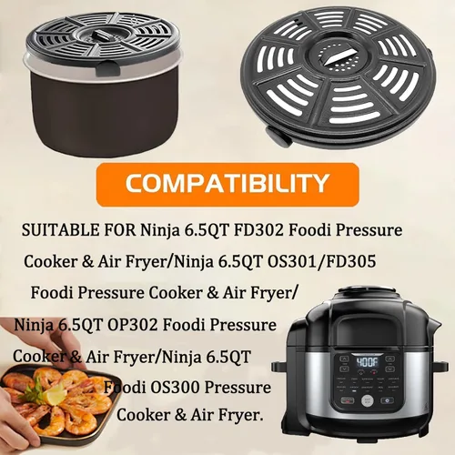 Vista 2 de ALJ Estante para freidora de aire de 6.5 cuartos para freidora de aire Ninja OS300/OS301/FD302/FD305/OP302 Foodi para freidora de aire, parrilla