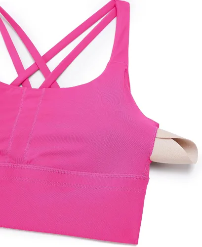 Vista 5 de CRZ YOGA Brasier deportivo con tirantes delgados para mujer, de impacto medio, cruzado, para yoga, acolchado, para entrenamiento