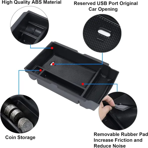 Vista 4 de Organizador de consola central compatible con reposabrazos Honda CRV 2026 2025 2024 2023, caja de almacenamiento para monedas y vidrio, inserto