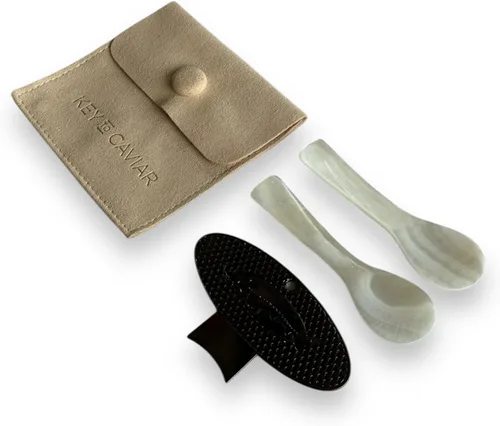Vista 2 de Caviar Key - Abridor de latas + juego de cucharas de nácar (ónix)