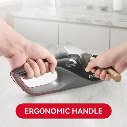 Vista 5 de Afilador de cuchillos de cocina, 5 ángulos de afilado ajustables, sacapuntas de bolsillo de mano, diseño ergonómico, con grueso y fino para tijeras