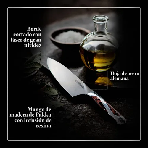 Vista 2 de Hammer Stahl Cuchillo de chef de 6 pulgadas, acero forjado alemán de alto carbono, cuchillo de cocina profesional, mango ergonómico de madera