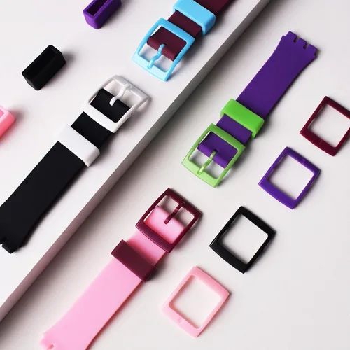 Vista 7 de Correas de reloj de repuesto de hebilla de plástico y bucles de silicona para Swatch