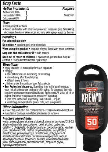 Vista 5 de Ergodyne KREW'D 6352 Loción de protección solar, amplio espectro SPF 50, resistente al agua, tamaño de viaje de 1.5 onzas, paquete de 12