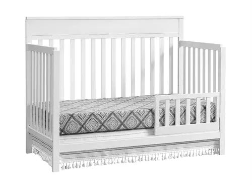 Vista 2 de Oxford Baby Castle Hill - Kit de conversión de riel de protección de cuna a cama de niño pequeño, blanco, certificado GreenGuard Gold