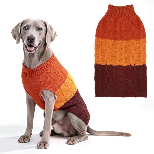 Vista 10 de EXPAWLORER Suéter para perro con agujero para correa, suéteres de otoño para perros pequeños para niñas y niños, ropa clásica de punto de cuello