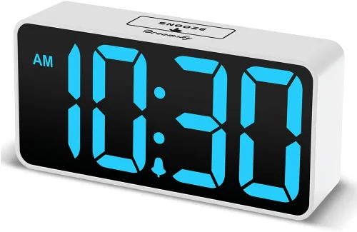 Vista 9 de DreamSky - Reloj despertador digital pequeño para dormitorio con números grandes Electric Bedside Desk Clock with USB Charging Port, Brightness