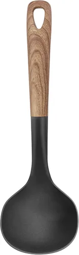 Vista 5 de Utensilios de cocina antiadherente de 13 pulgadas con mango de madera, diseño único, resistente al calor, pinzas giratorias, espátula, cuchara